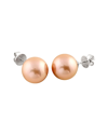 Splendid Pearls Rhodium Plated Silver 13-14mm Freshwater Pearl Studs