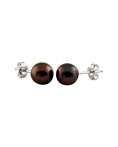 Splendid Pearls Silver 6-7mm Pearl Studs In Brown