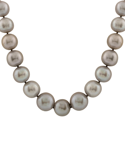 Splendid Pearls Rhodium Plated 13-14mm Freshwater Pearl Necklace In Gray