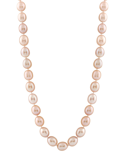 Splendid Pearls Rhodium Plated Silver 8-8.5mm Freshwater Pearl Necklace In White