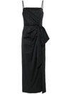 Msgm Pinstripe Knotted-waist Sleeveless Midi Dress In Blue