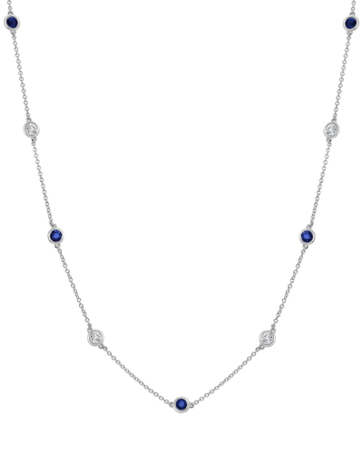 Sabrina Designs 14k 1.56 Ct. Tw. Diamond & Sapphire Station Necklace In Metallic