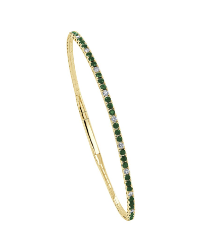 Sabrina Designs 14k 1.14 Ct. Tw. Diamond & Emerald Flexible Bangle Bracelet In Gold
