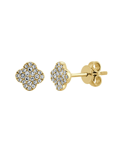 Italian Gold Sabrina Designs 14k 0.13 Ct. Tw. Diamond Flower Studs In Gold