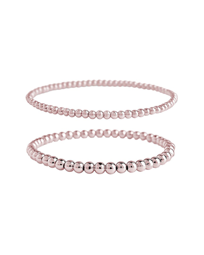 Sterling Forever 14k Rose Gold Plated Beaded Stretch Bracelet In Pink
