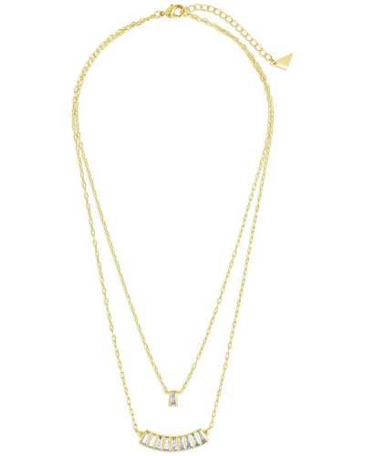 Sterling Forever 14k Plated Cz Lillian Layered Necklace In Gold