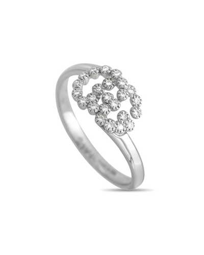 Gucci 18k Diamond & Sapphire Double G Ring (authentic ) In Metallic