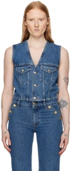 Filippa K Cropped Denim Vest In 56 Washed Mid Blue