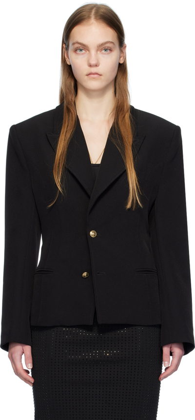 Versace Jeans Couture Lace-up Single-breasted Blazer In Schwarz