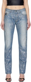 Versace Jeans Couture Indigo Animalier Jeans In E904 Indigo