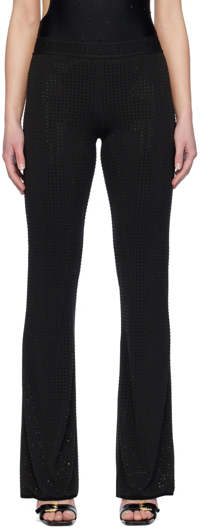 Versace Jeans Couture Black Crystal-cut Leggings In E899 Black