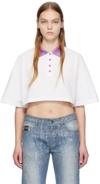VERSACE JEANS COUTURE WHITE CROPPED POLO