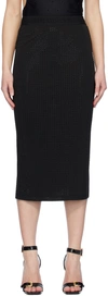 Versace Jeans Couture Black Midi Skirt With Logo Waistband In E899 Black