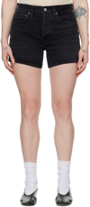 Agolde Parker Long Clean Denim Shorts In Black
