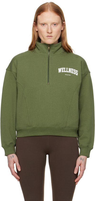 Sporty And Rich Wellness Ivy Quarter Zipped Sweatshirt In Green