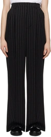 Ami Alexandre Mattiussi Wide Legged Pinstripe Trousers With In Black/chalk/0013
