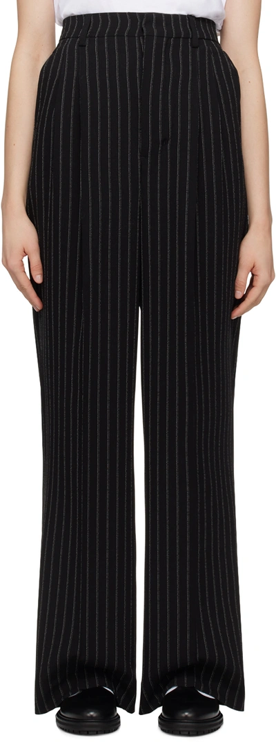 AMI ALEXANDRE MATTIUSSI BLACK STRIPE TROUSERS