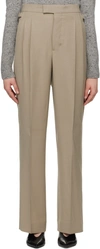 AMI ALEXANDRE MATTIUSSI TAUPE PLEATED TROUSERS