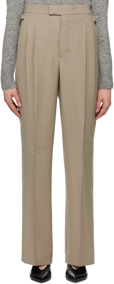 Ami Alexandre Mattiussi Taupe Pleated Trousers In Light Taupe/2811
