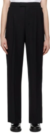 AMI ALEXANDRE MATTIUSSI BLACK PLEATED TROUSERS