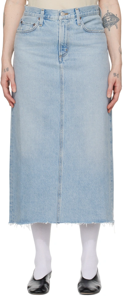 AGOLDE BLUE DELLA DENIM MIDI SKIRT