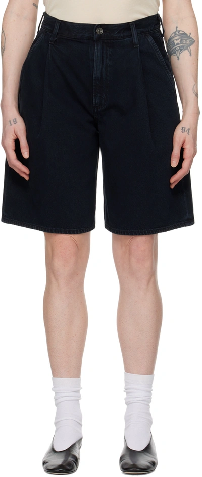 Agolde Black Jort In Denied Denim Shorts