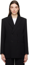 Ami Alexandre Mattiussi Ami Paris Double-breasted Tricotine In Black/001