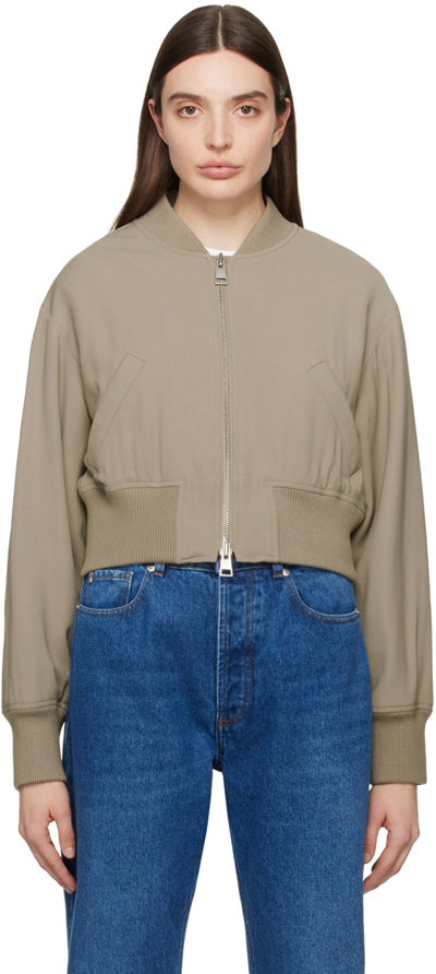 Ami Alexandre Mattiussi Padded Bomber Jacket In Light_taupe