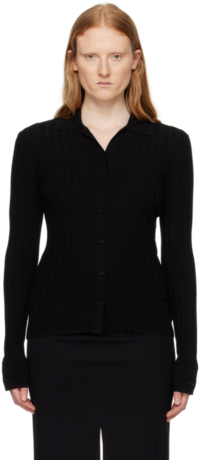 Filippa K Black Spread Collar Cardigan In 1433 Black