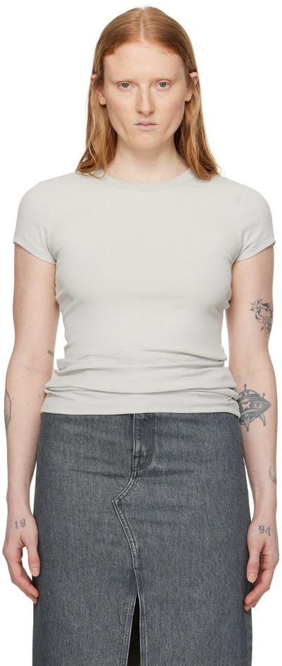 Filippa K Grey Fine Rib T-shirt In 9936 Light Grey