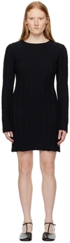 Filippa K Black Rolled Edge Minidress In 1433 Black