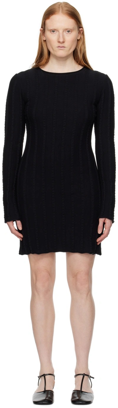 Filippa K Black Rolled Edge Minidress In 1433 Black