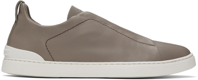 Zegna Gray Secondskin Triple Stitch Sneakers In Oys