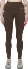 Sporty And Rich Brown Runner Script Leggings In Chocolate