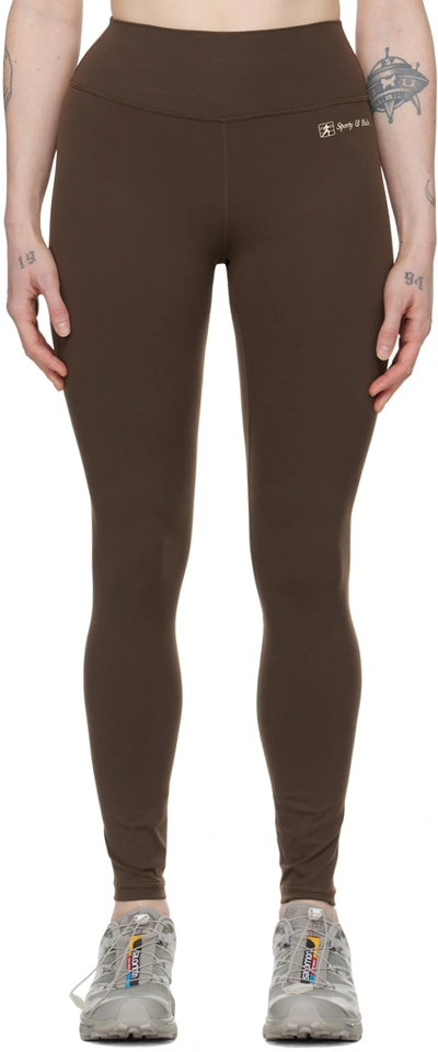 Sporty And Rich Brown Runner Script Leggings In Chocolate