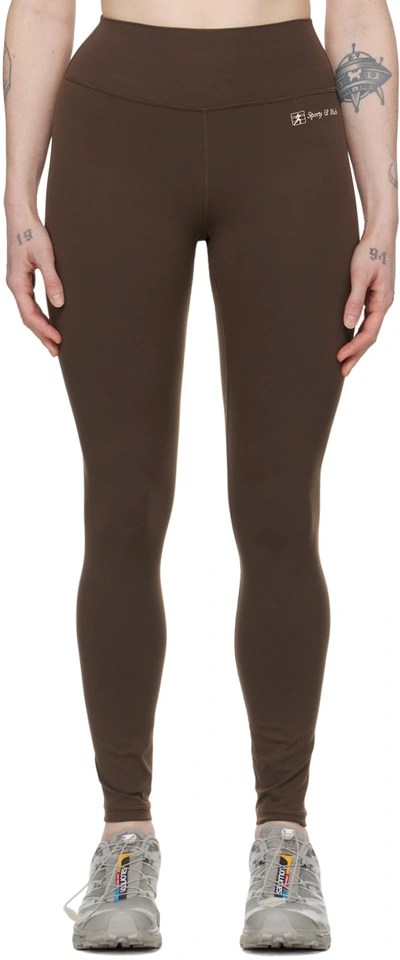 Sporty And Rich Brown Runner Script Leggings