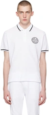 VERSACE JEANS COUTURE WHITE EMBROIDERED POLO