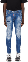 DSQUARED2 INDIGO MENDED SKATER JEANS