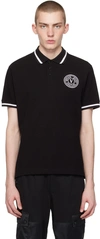 VERSACE JEANS COUTURE BLACK EMBROIDERED POLO