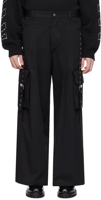 Off-white Buckles Cotton Cargo Trousers In Black