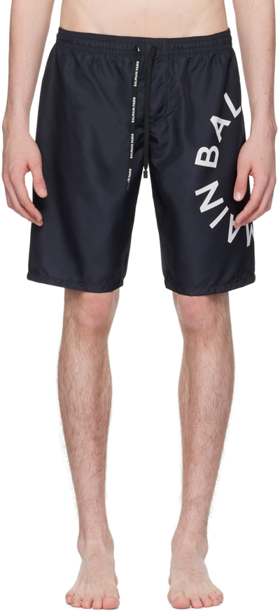 Balmain Logo-print Swim Shorts In Black