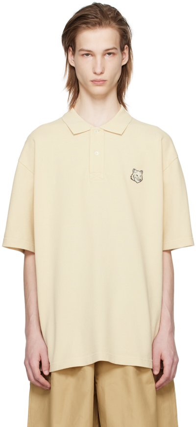 Maison Kitsuné Fox Head Polo Shirt Buttoned Front In Pink