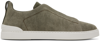 ZEGNA GREEN CANVAS TRIPLE STITCH SNEAKERS