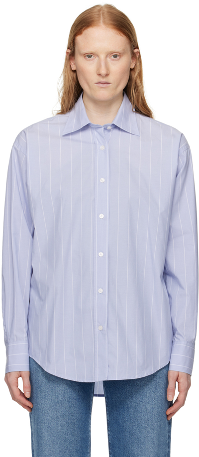 Filippa K Stripe Poplin Shirt In Faded_blue