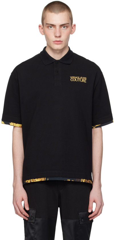 Versace Jeans Couture Black Layered Polo In E899 Black