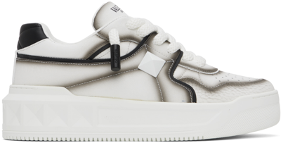 Valentino Garavani One Stud Xl Panelled Leather Sneakers In White And Black