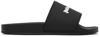 Palm Angels Essential Logo Black White Polyurethane Pool Sliders In Black Whit
