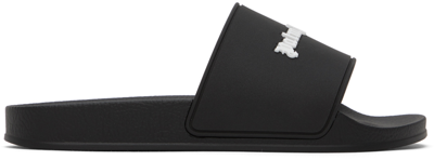 PALM ANGELS BLACK MONOGRAM POOL SLIDES
