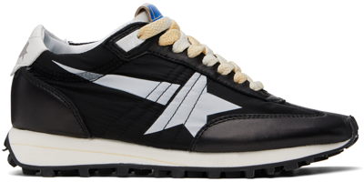 Golden Goose Marathon Leather And Suede-trimmed Nylon Sneakers In Black/white/black 90
