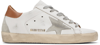 Golden Goose Super-star Sneakers With Ice-gray Suede Star And Light Brown Heel Tab Shoes In 10803 White/ice/ligh